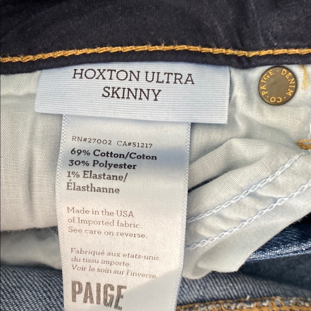 PAIGE Blue Skinny Jeans with Distressed Details - Picture 4 of 9